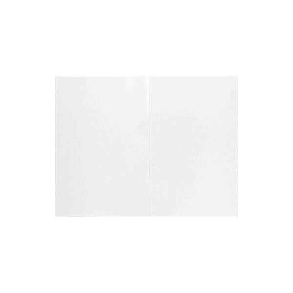 Blank open notebook on white background.