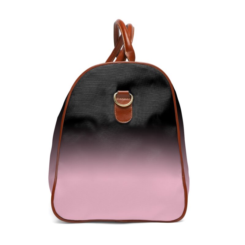 faded pink and black travel bag