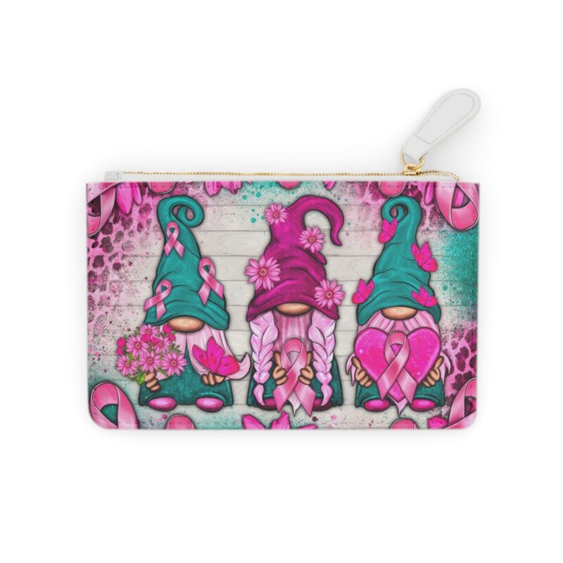 breast cancer gnomes mini clutch bag