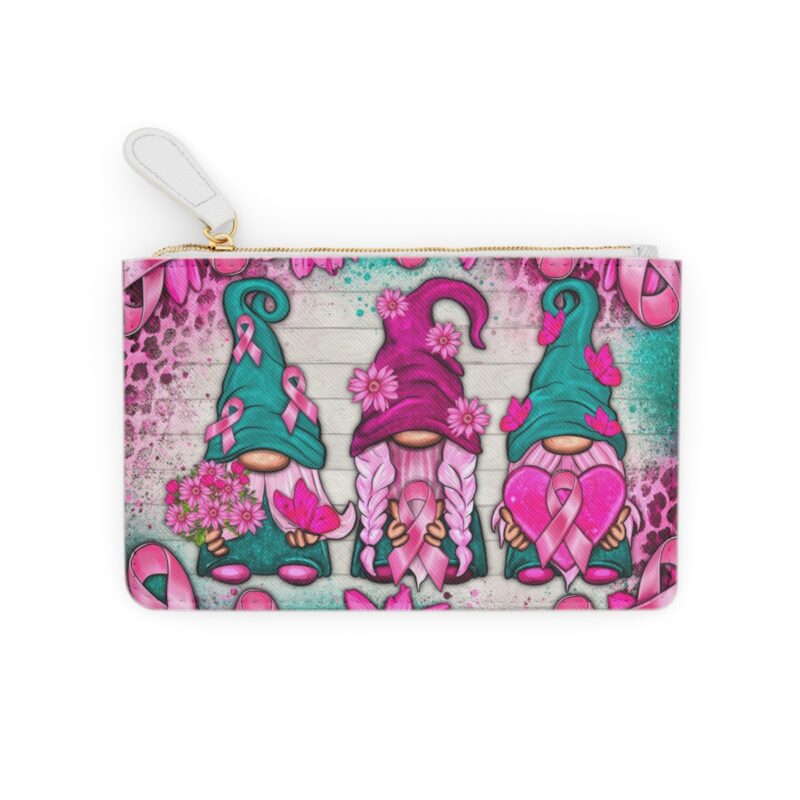 breast cancer gnomes mini clutch bag