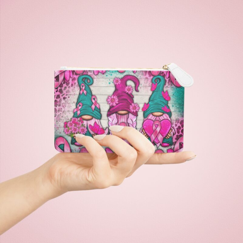 breast cancer gnomes mini clutch bag