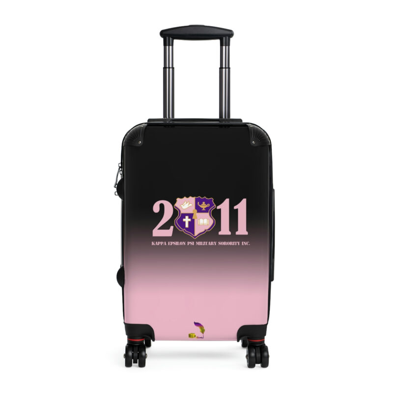 faded pink and black suitcases