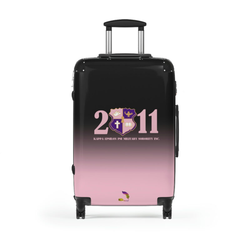 faded pink and black suitcases