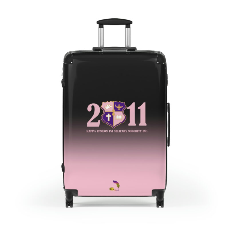 faded pink and black suitcases