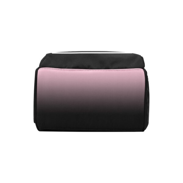 Black and pink cosmetic bag.