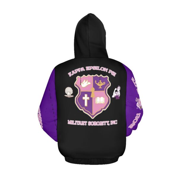 Custom sorority hoodie with purple and black design