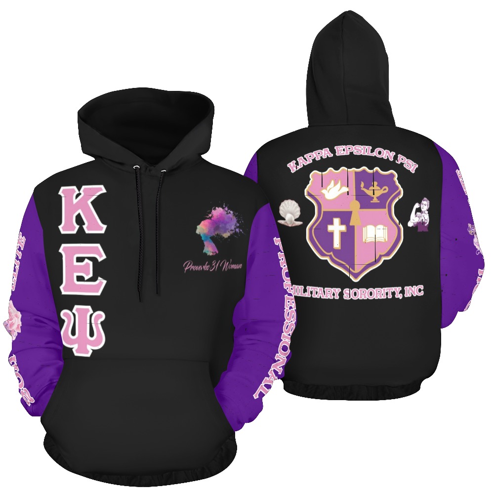 Kappa Epsilon Psi sorority hoodie with crest design.