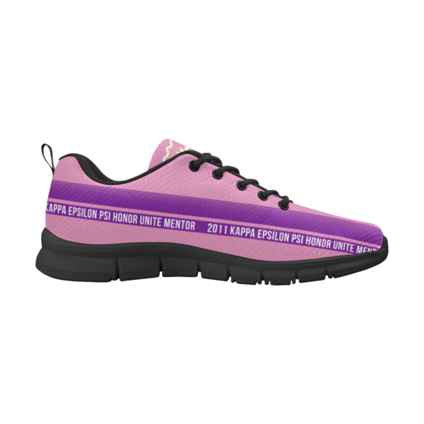 Custom purple and pink athletic shoe design.