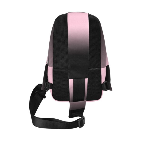 Black and pink striped backpack.
