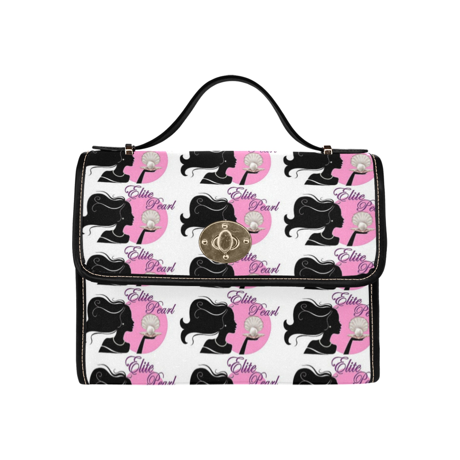 Patterned women's handbag with silhouette design.