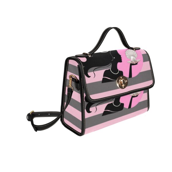 Designer pink camo pattern satchel with shoulder strap