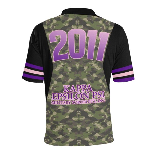 Camo-designed sorority jersey with number 2011 and text.