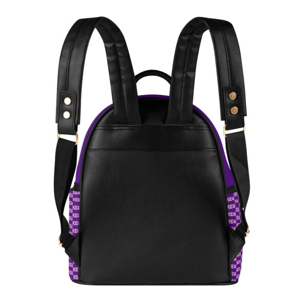 Black and purple designer backpack.