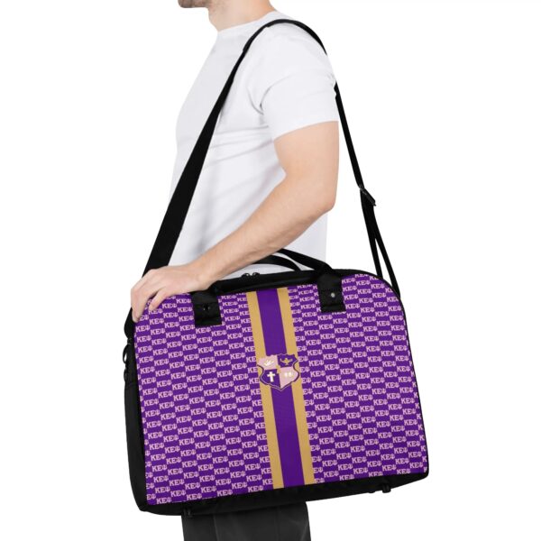 Regal Essence Nylon Tote Bag,Durable nylon tote,Lightweight travel bag,Large-capacity tote,Stylish work bag,Smooth zip closure,Soft top handle tote,Detachable shoulder strap bag,Purple and gold tote bag,Stylish,Durable,Strong,lightweight