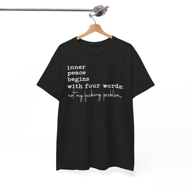 Inner Peace Statement Tee,Unisex heavy cotton tee,Bold printed t-shirt,Comfortable casual wear,100% cotton shirt,Durable medium fabric,Classic fit crew neckline,Tear-away label t-shirt,Ethically made in USA,Oeko-Tex certified tee