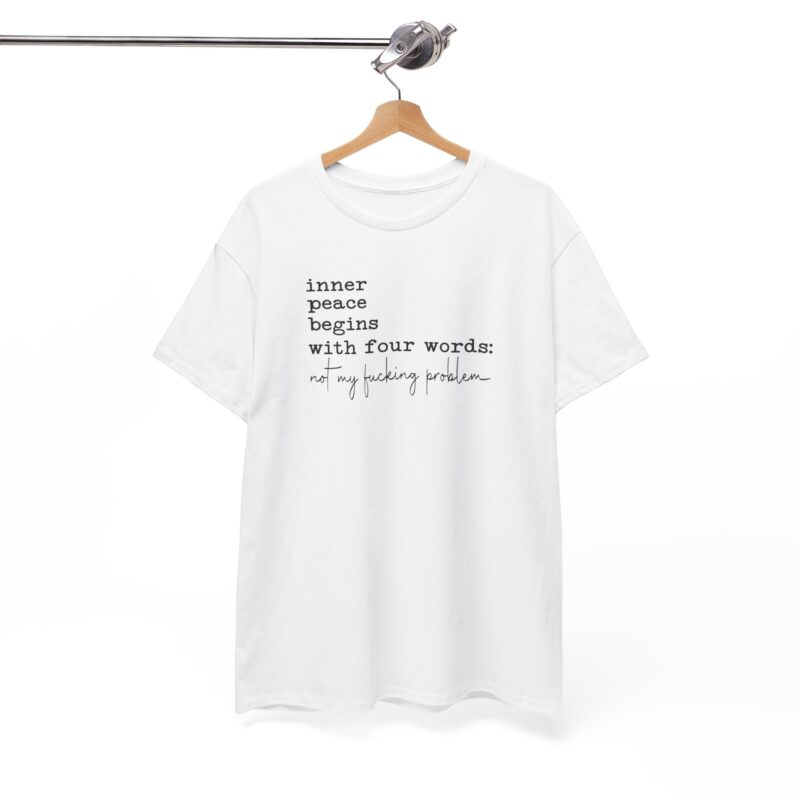 Inner Peace Statement Tee,Unisex heavy cotton tee,Bold printed t-shirt,Comfortable casual wear,100% cotton shirt,Durable medium fabric,Classic fit crew neckline,Tear-away label t-shirt,Ethically made in USA,Oeko-Tex certified tee