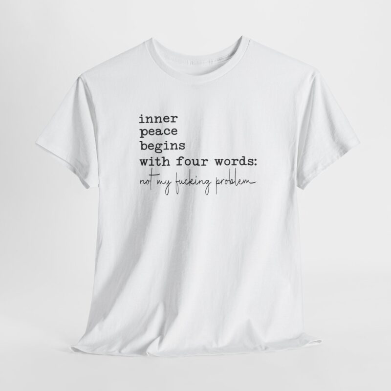 Inner Peace Statement Tee,Unisex heavy cotton tee,Bold printed t-shirt,Comfortable casual wear,100% cotton shirt,Durable medium fabric,Classic fit crew neckline,Tear-away label t-shirt,Ethically made in USA,Oeko-Tex certified tee