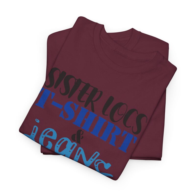 Casual Style,Sister Locs T-shirt,Red Tee,Comfortable Clothing,Statement Fashion,Daily Wear,Expressive Typography,Women’s Casualwear,Graphic T-Shirt,Jeans Day,Sister Locs & Jeans Tee,Sister Locs Tee