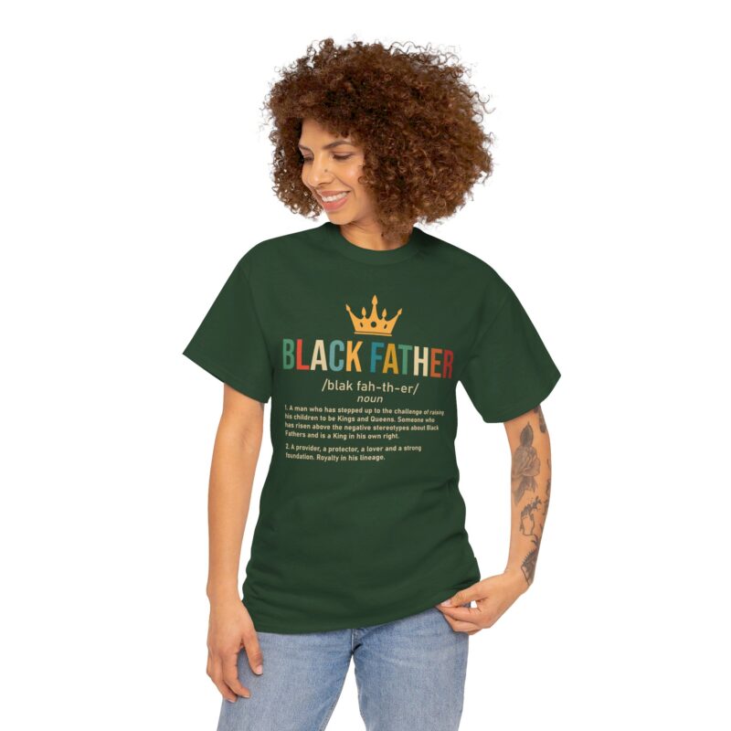 Black father,graphic T-shirt,Black pride,African American apparel,Father's Day gift,Black Father T-shirt with crown,meaningful Black pride apparel,African American father graphic tee,comfortable Black history shirt,gifts for Black fathers,Black fatherhood