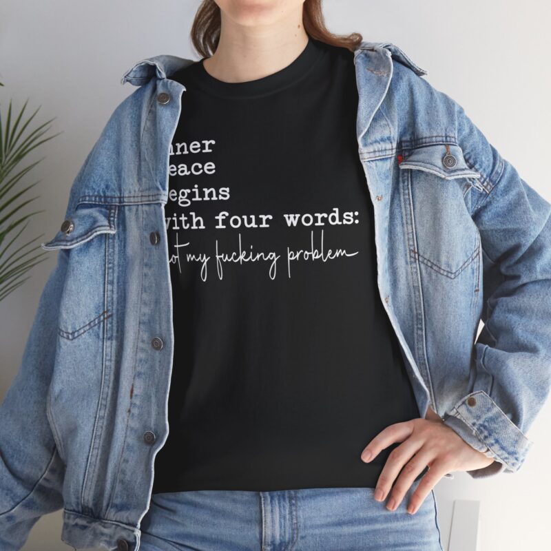 Inner Peace Statement Tee,Unisex heavy cotton tee,Bold printed t-shirt,Comfortable casual wear,100% cotton shirt,Durable medium fabric,Classic fit crew neckline,Tear-away label t-shirt,Ethically made in USA,Oeko-Tex certified tee