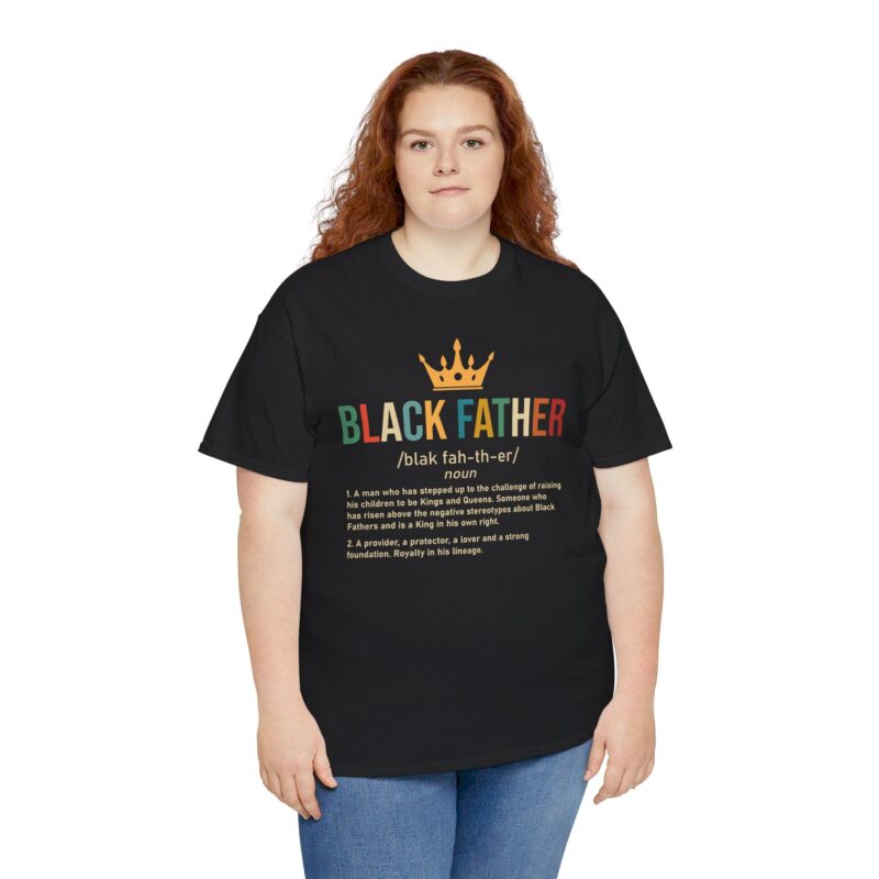 Black father,graphic T-shirt,Black pride,African American apparel,Father's Day gift,Black Father T-shirt with crown,meaningful Black pride apparel,African American father graphic tee,comfortable Black history shirt,gifts for Black fathers,Black fatherhood