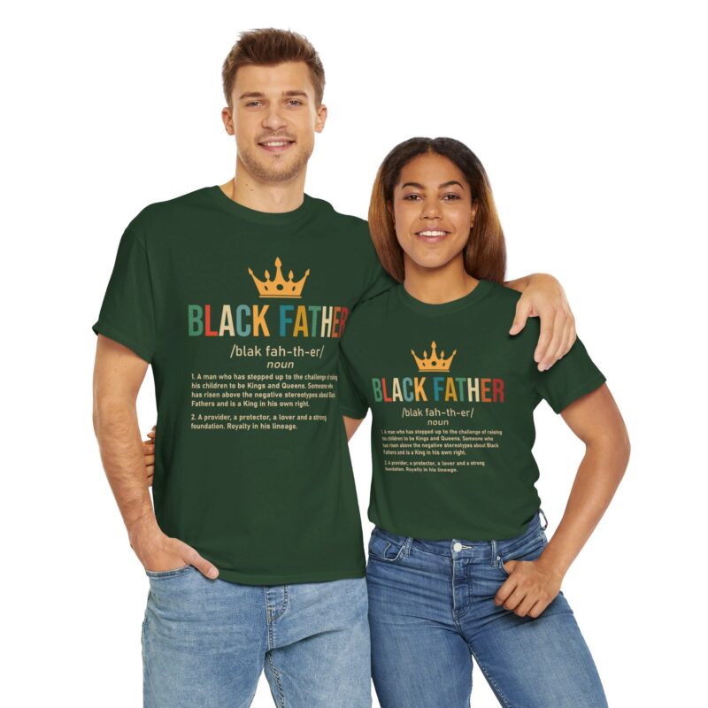 Black father,graphic T-shirt,Black pride,African American apparel,Father's Day gift,Black Father T-shirt with crown,meaningful Black pride apparel,African American father graphic tee,comfortable Black history shirt,gifts for Black fathers,Black fatherhood