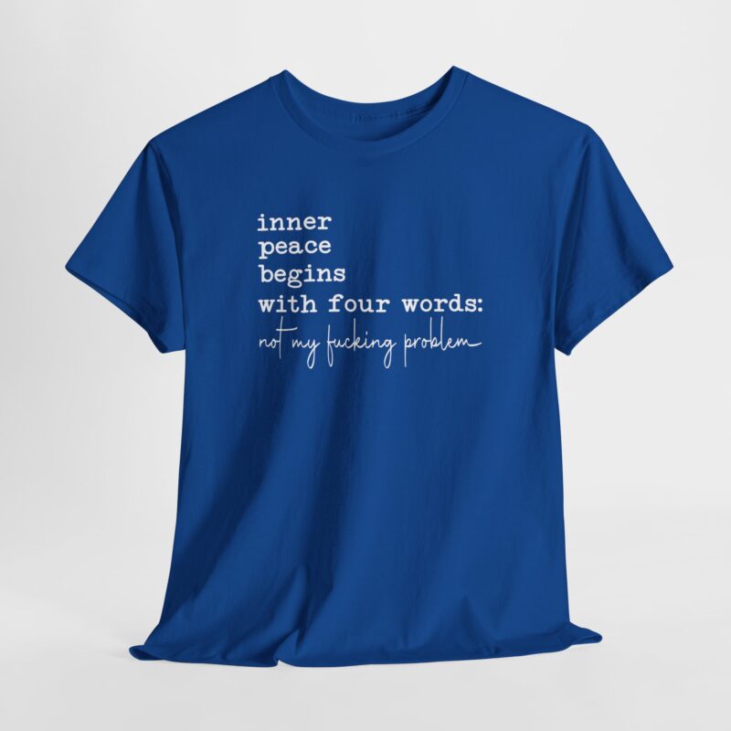 Inner Peace Statement Tee,Unisex heavy cotton tee,Bold printed t-shirt,Comfortable casual wear,100% cotton shirt,Durable medium fabric,Classic fit crew neckline,Tear-away label t-shirt,Ethically made in USA,Oeko-Tex certified tee